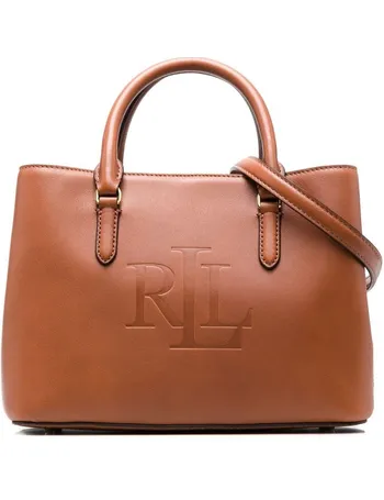 ralph lauren leather langdon monogram tote bag