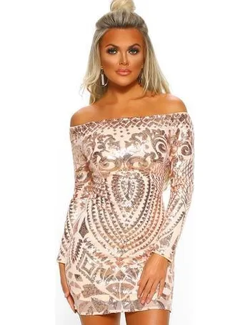 Platinum love rose gold sequin long sleeve mini outlet dress