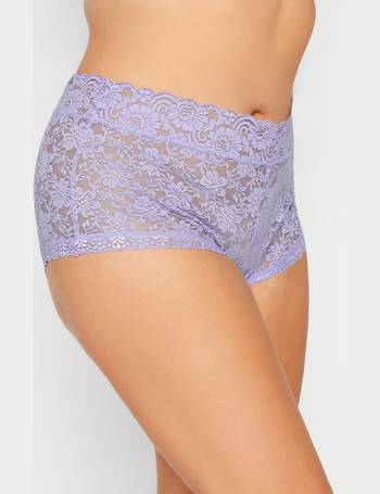 YOURS Curve White Lace Low Rise Brazilian Knickers
