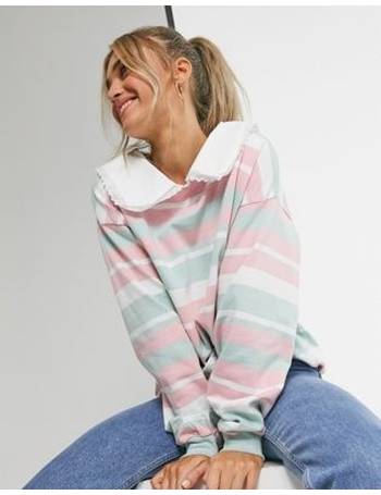 daisy street oversized sweatshirt with gingham collar