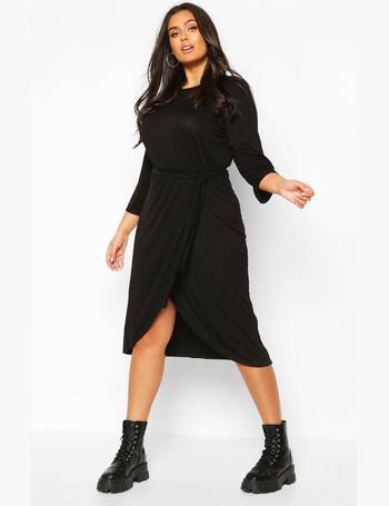 Plus Faux Leather Ruched Midi Dress