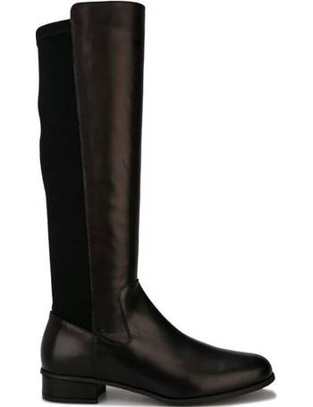 karen millen olivia leather flat knee boots in black