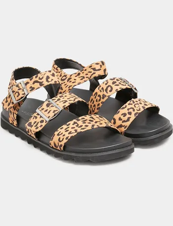 black and leopard print sandals