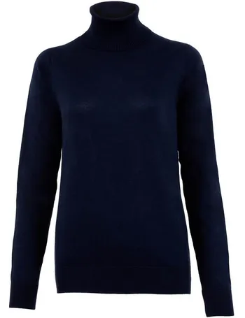 Womens Pure Cotton Heavyweight Submariner Roll Neck Jumper