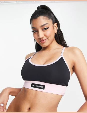 Pink Soda Sports Melrose medium support cross back bra in black glitter