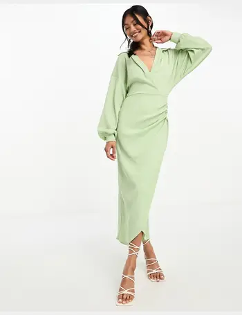 Vila wrap maxi dress in mint green floral print