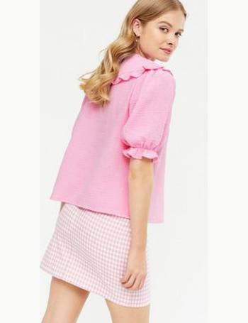 Cameo Rose Pink Gingham Shirred Peplum Top New Look, Compare