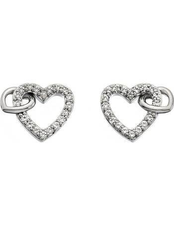 Hot Diamonds Sterling Silver Diamond Amulets Heart Earrings DE616