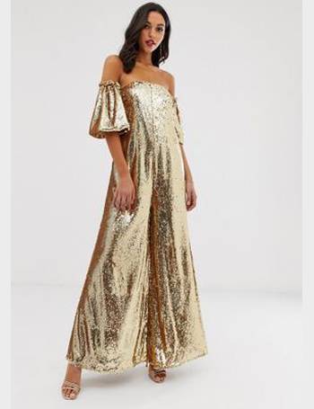 asos edition sequin & fringe cut out jumpsuit