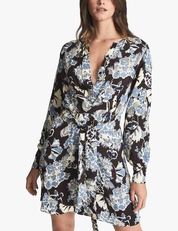 Reiss Antonia Printed Mini Dress in Black