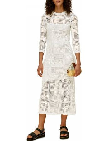 White Crochet Knit Midi Dress, WHISTLES