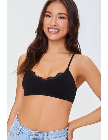 Ribbed Lace Trim Bralette