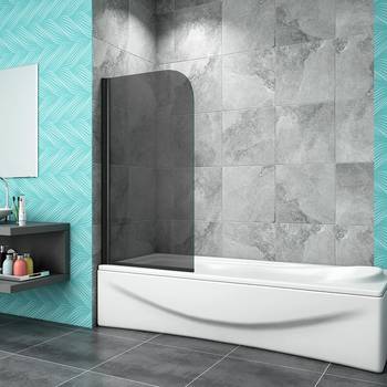 AICA Bathroom Bath Screen  Fixed Over Screen Panel Chrome W700 800mm 