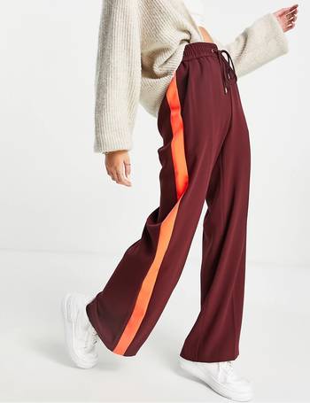 River Island tapered trousers with ring detail in black stripe  ASOS