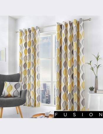 Fusion CHEVRON Grey & White 100% Cotton Ready-Made Eyelet Curtains & Cushions 