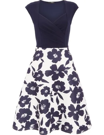 quiz navy and pink floral tea dress