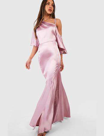 Mix And Match Satin Cold Shoulder Maxi Dress