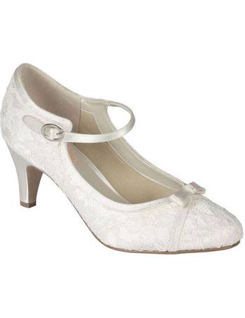 Paradox Pink PUFF 70% OFF Ivory Satin Crystal Bow Bridal Court Shoes UK 6.5 EU40 