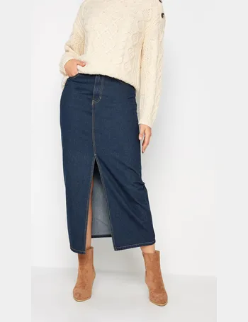 Contrast Stitch Detail Corset Waist Denim Midi Skirt