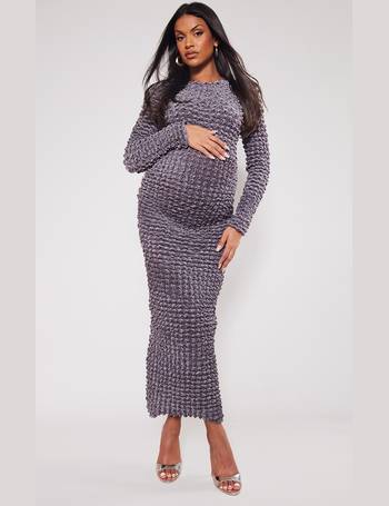 Maternity Cream Bubble Textured Midaxi Dress