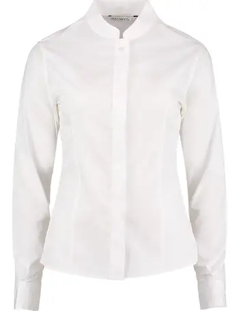 Kustom Kit Ladies Corporate Short Sleeve V-Neck Mandarin Collar