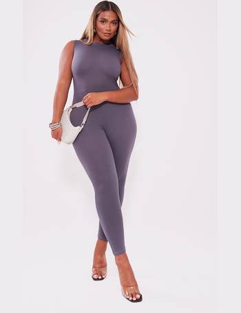 Charcoal High Neck Sleeveless Pocket Detail Utility Jumpsuit