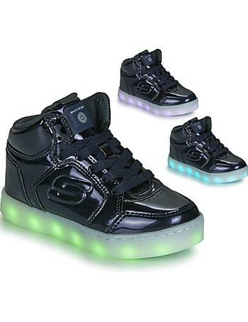 Skechers kids' energy lights clearance high shoes - black/white