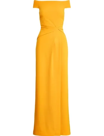 ralph lauren crepe off the shoulder gown