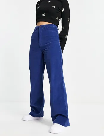 Pieces high waisted wide leg tailored trousers co-ord in blue