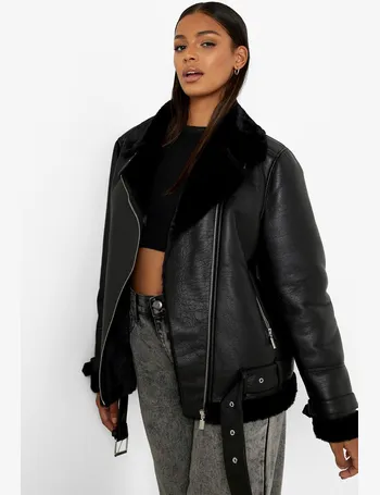 uo oversized faux leather aviator jacket