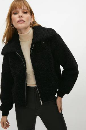 Cropped black 2024 teddy coat