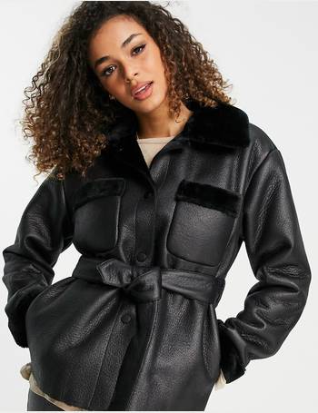 topshop leather shearling jacket