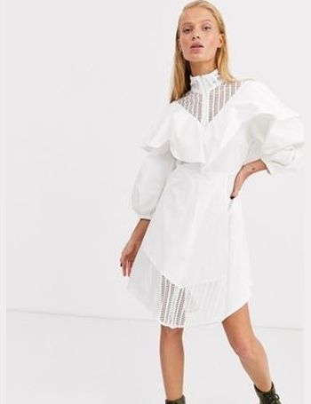 ASOS WHITE Long Sleeved Silk Dress