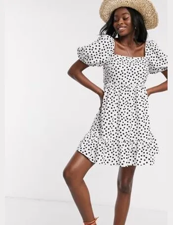 miss selfridge black polka dot dress