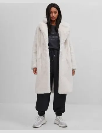 bershka white fur coat