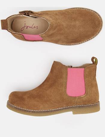 Joules Girls Woodland Leather Casual Boots in SOFT PINK MOUSE 
