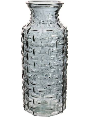 24cm Tall Wide Mouth Copper Glass Flower Vase Flared Design Vase Rippled Design 