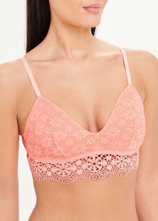 Oatmeal Crochet Lace Bralette - Matalan