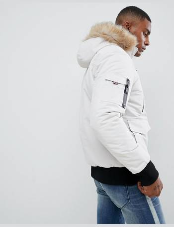 good for nothing bomber jacket in black with faux fur hood