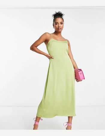 asos violet romance petite satin slip dress sage green