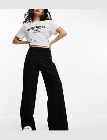 Stradivarius wide leg relaxed dad trousers in black
