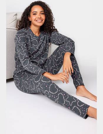 M&Co Blue Foil Heart Print Fleece Pyjama Lounge Set