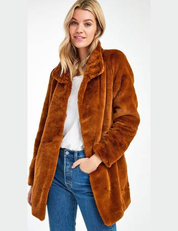 Next Uk Womens Faux Fur Coats, Brown Faux Fur Suede Coat Womens Uk