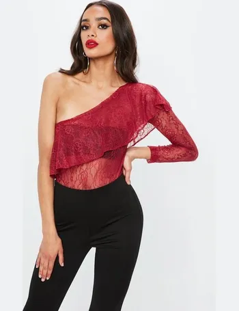 Missguided lace bodysuit in red