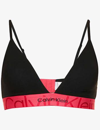 Calvin Klein Women's Embossed Icon Lightly Lined Triangle Wireless Bralette,  Black, Small at  Women's Clothing store