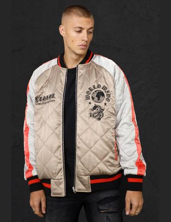 colour block half skeleton varsity bomber