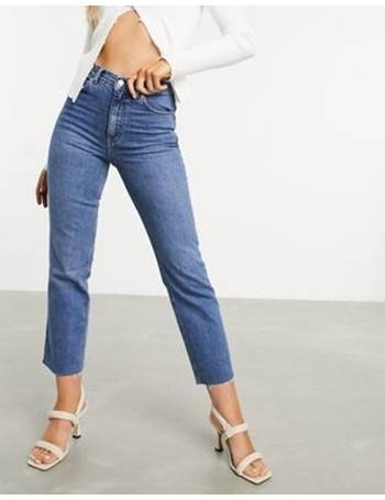 ASOS DESIGN high rise stretch 'effortless' crop kick flare jeans in mid  vintage wash