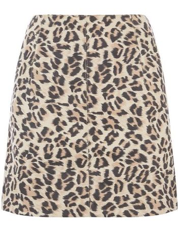 Oasis faux clearance suede leopard skirt