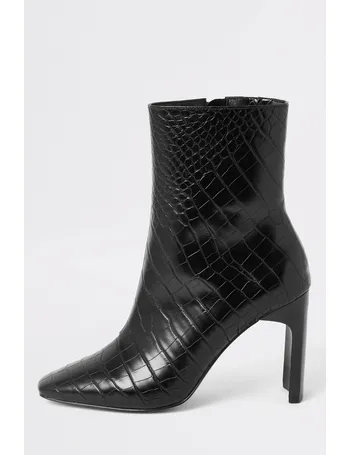 river island black croc boots