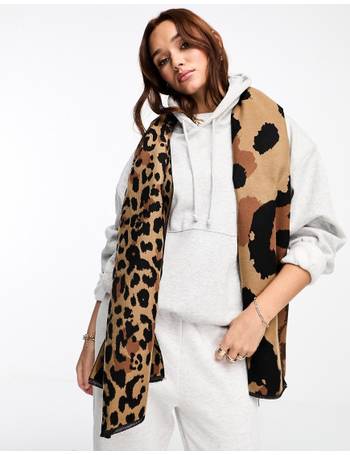 River Island fluffy tiger scarf in light brown